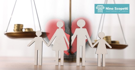 family law with money on scales